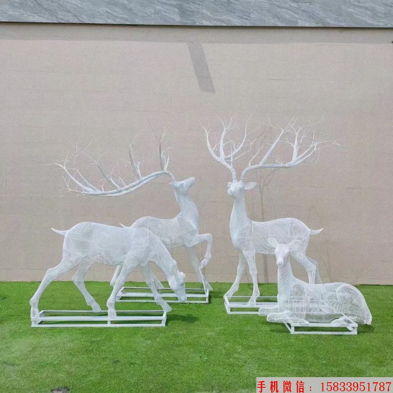 不锈钢丝编织镂空鹿雕塑 景区小鹿雕塑3