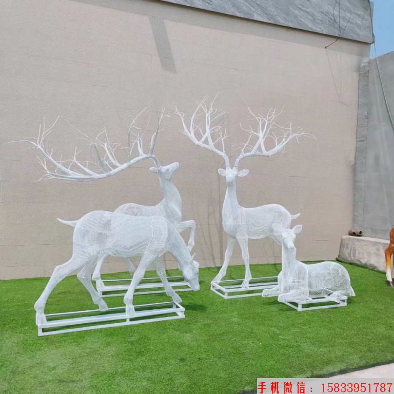 不锈钢丝编织镂空鹿雕塑 景区小鹿雕塑2